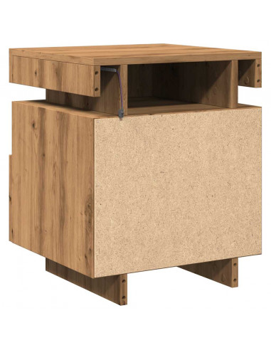 Comodini con Luci LED 2pz Rovere Artigianale 40x39x48,5 cm