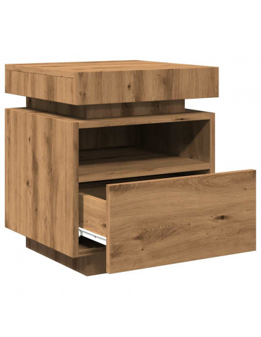 Comodini con Luci LED 2pz Rovere Artigianale 40x39x48,5 cm