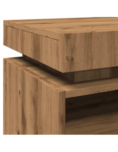 Comodini con Luci LED 2pz Rovere Artigianale 40x39x48,5 cm