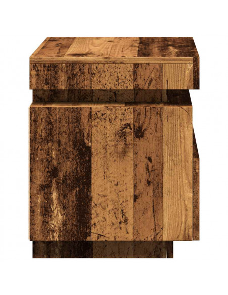 Comodini con Luci LED 2pz Legno Antico 40x39x48,5 cm