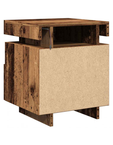 Comodini con Luci LED 2pz Legno Antico 40x39x48,5 cm