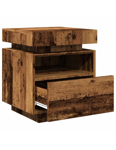 Comodini con Luci LED 2pz Legno Antico 40x39x48,5 cm