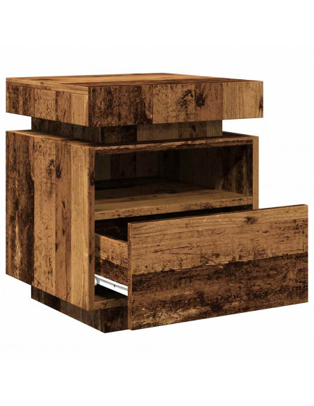 Comodini con Luci LED 2pz Legno Antico 40x39x48,5 cm
