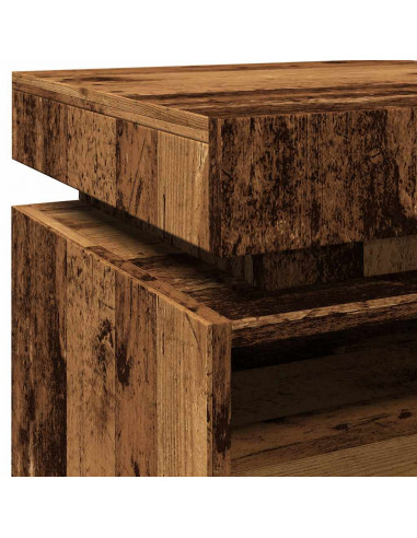 Comodini con Luci LED 2pz Legno Antico 40x39x48,5 cm