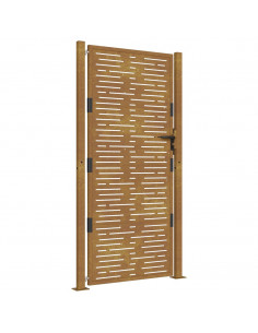 Cancello da Giardino 105x205 cm Acciaio Corten Design Quadrato