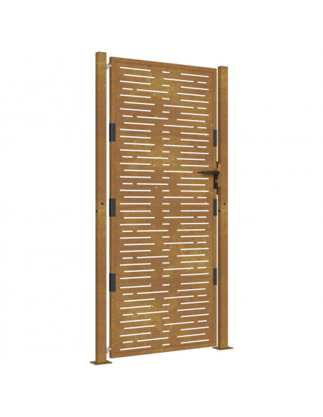 Cancello da Giardino 105x205 cm Acciaio Corten Design Quadrato