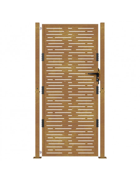 Cancello da Giardino 105x205 cm Acciaio Corten Design Quadrato
