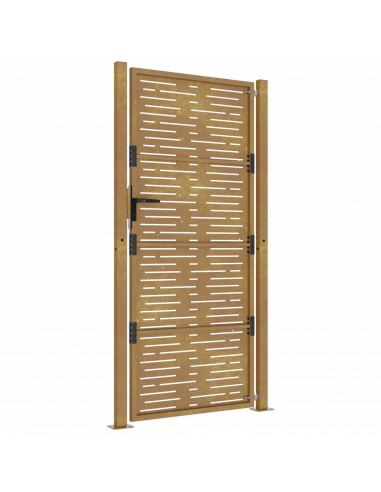 Cancello da Giardino 105x205 cm Acciaio Corten Design Quadrato