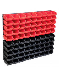 Kit Contenitori 96 pz con Pannelli a Parete Rosso e Nero
