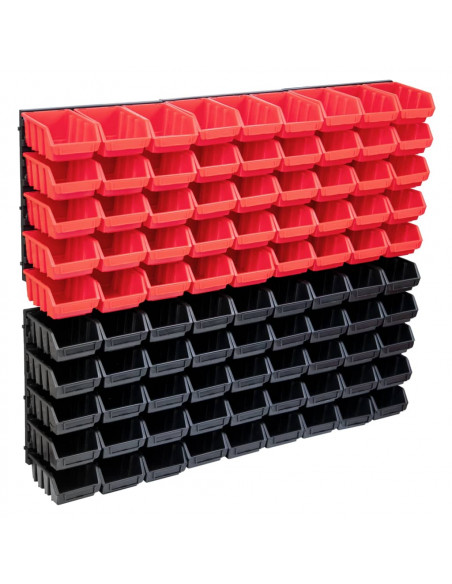 Kit Contenitori 96 pz con Pannelli a Parete Rosso e Nero