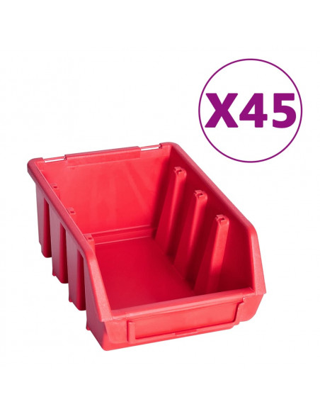 Kit Contenitori 96 pz con Pannelli a Parete Rosso e Nero