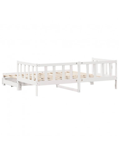 Letto Estraibile con Cassetti senza Materasso Bianco 90x200 cm