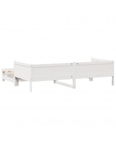 Letto Estraibile con Cassetti senza Materasso Bianco 90x190 cm
