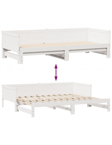 Letto Estraibile con Cassetti senza Materasso Bianco 90x190 cm