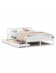 Letto senza Materasso Bianco 135x190 cm Legno Massello di Pino