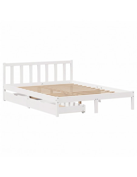 Letto senza Materasso Bianco 135x190 cm Legno Massello di Pino