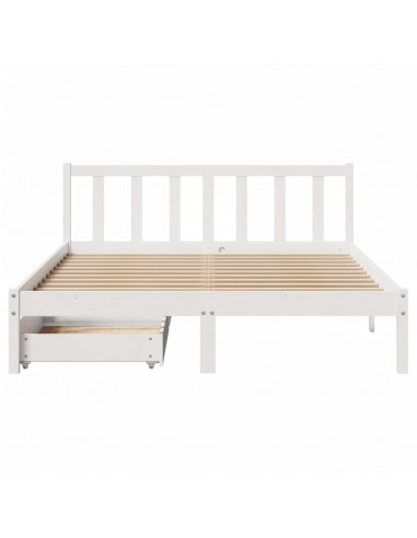 Letto senza Materasso Bianco 135x190 cm Legno Massello di Pino