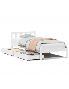 Letto senza Materasso Bianco 75x190 in Legno Massello di Pino
