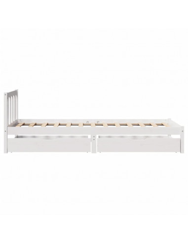 Letto senza Materasso Bianco 75x190 in Legno Massello di Pino