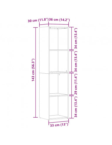 Libreria in Legno Antico 36x30x114 cm in Legno Multistrato