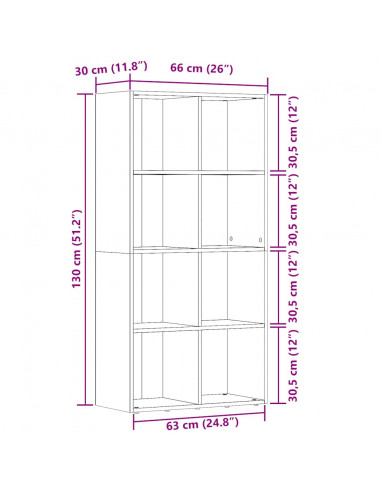 Libreria Rovere Artigianale 66x30x130 cm Legno Multistrato