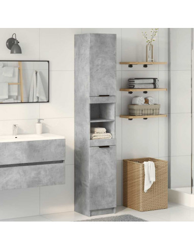 Mobile da Bagno Grigio Cemento 32x34x188,5 cm Legno Multistrato