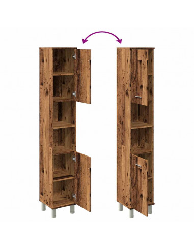 Mobile da Bagno Legno Antico 30x30x179 cm in Legno Multistrato