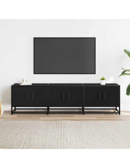 Mobile Porta TV Nero 150x35x41 cm in Truciolato e Metallo