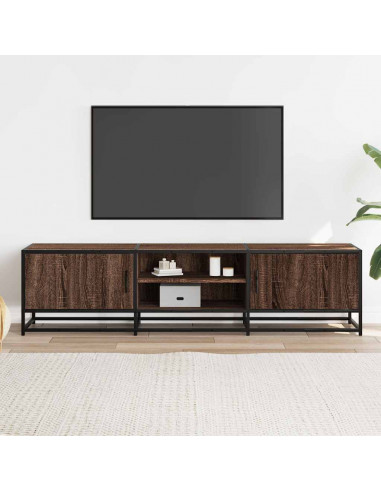 Mobile TV Rovere Marrone 160x35x41 cm Legno Multistrato Metallo