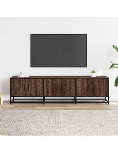 Mobile TV Rovere Marrone 150x35x41 cm in Truciolato e Metallo