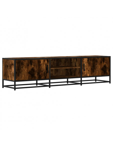 Mobile TV Rovere Fumo 160x35x41 cm Legno Multistrato e Metallo