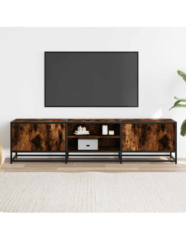 Mobile TV Rovere Fumo 160x35x41 cm Legno Multistrato e Metallo