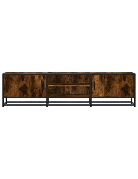 Mobile TV Rovere Fumo 160x35x41 cm Legno Multistrato e Metallo