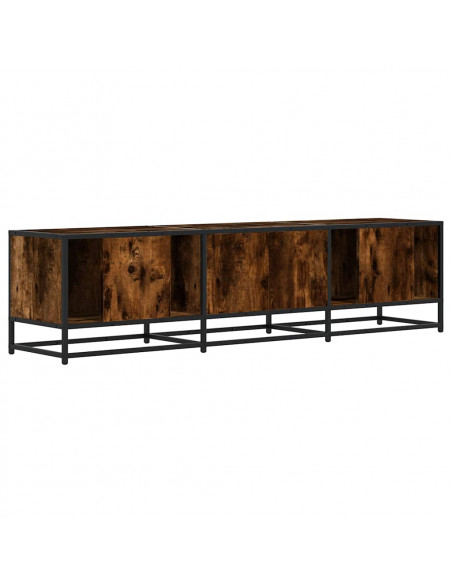 Mobile TV Rovere Fumo 160x35x41 cm Legno Multistrato e Metallo
