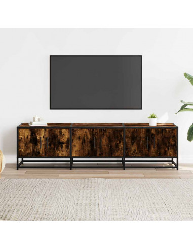 Mobile TV Rovere Fumo 150x35x41 cm in Truciolato e Metallo