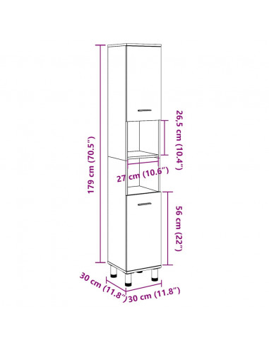 Mobiletto da Bagno Rovere Artigianale Legno Multistrato