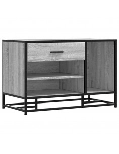 Panca Portaoggetti Grigio Sonoma Legno Multistrato e Metallo