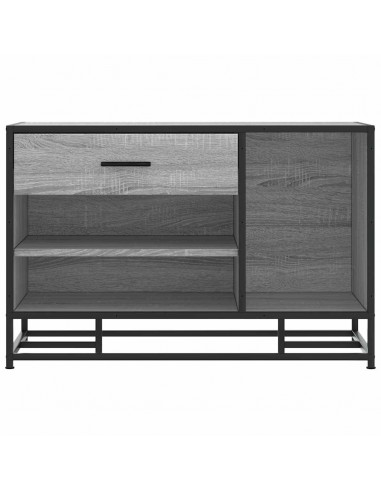 Panca Portaoggetti Grigio Sonoma Legno Multistrato e Metallo