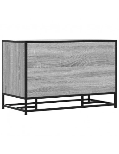 Panca Portaoggetti Grigio Sonoma Legno Multistrato e Metallo