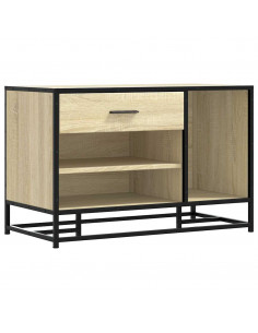 Panca Portaoggetti Rovere Sonoma Legno Multistrato e Metallo