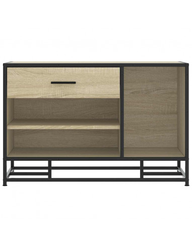 Panca Portaoggetti Rovere Sonoma Legno Multistrato e Metallo