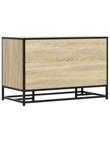 Panca Portaoggetti Rovere Sonoma Legno Multistrato e Metallo