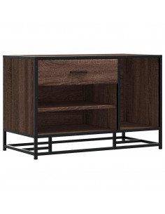 Panca Portaoggetti Rovere Marrone Legno Multistrato e Metallo