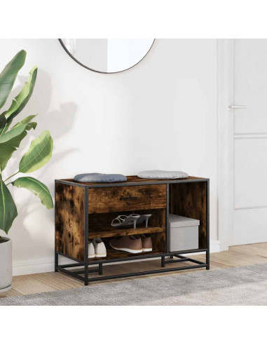 Panca Portaoggetti Rovere Fumo Legno Multistrato e Metallo