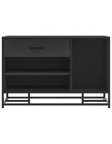 Panca Portaoggetti Nera 80x40x53,5 cm Multistrato e Metallo