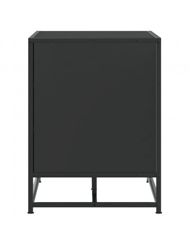 Panca Portaoggetti Nera 80x40x53,5 cm Multistrato e Metallo