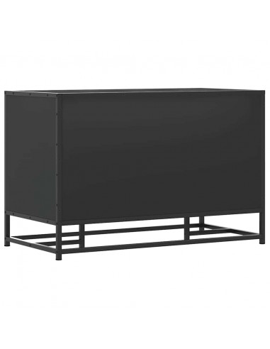 Panca Portaoggetti Nera 80x40x53,5 cm Multistrato e Metallo