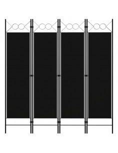 Paravento a 4 Pannelli Nero 160x180 cm