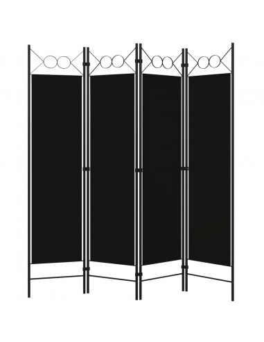 Paravento a 4 Pannelli Nero 160x180 cm