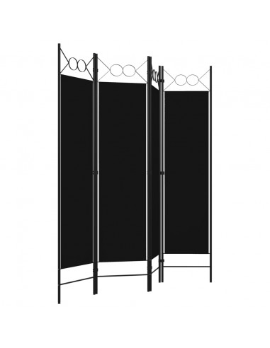 Paravento a 4 Pannelli Nero 160x180 cm